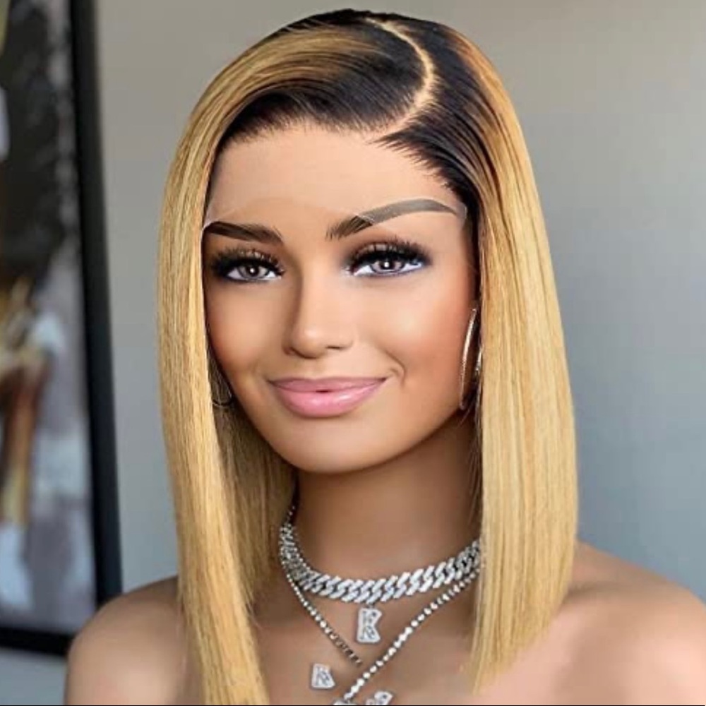Short straight bob wig lace front human hair wig 4*4 lace closure 10” glueless w